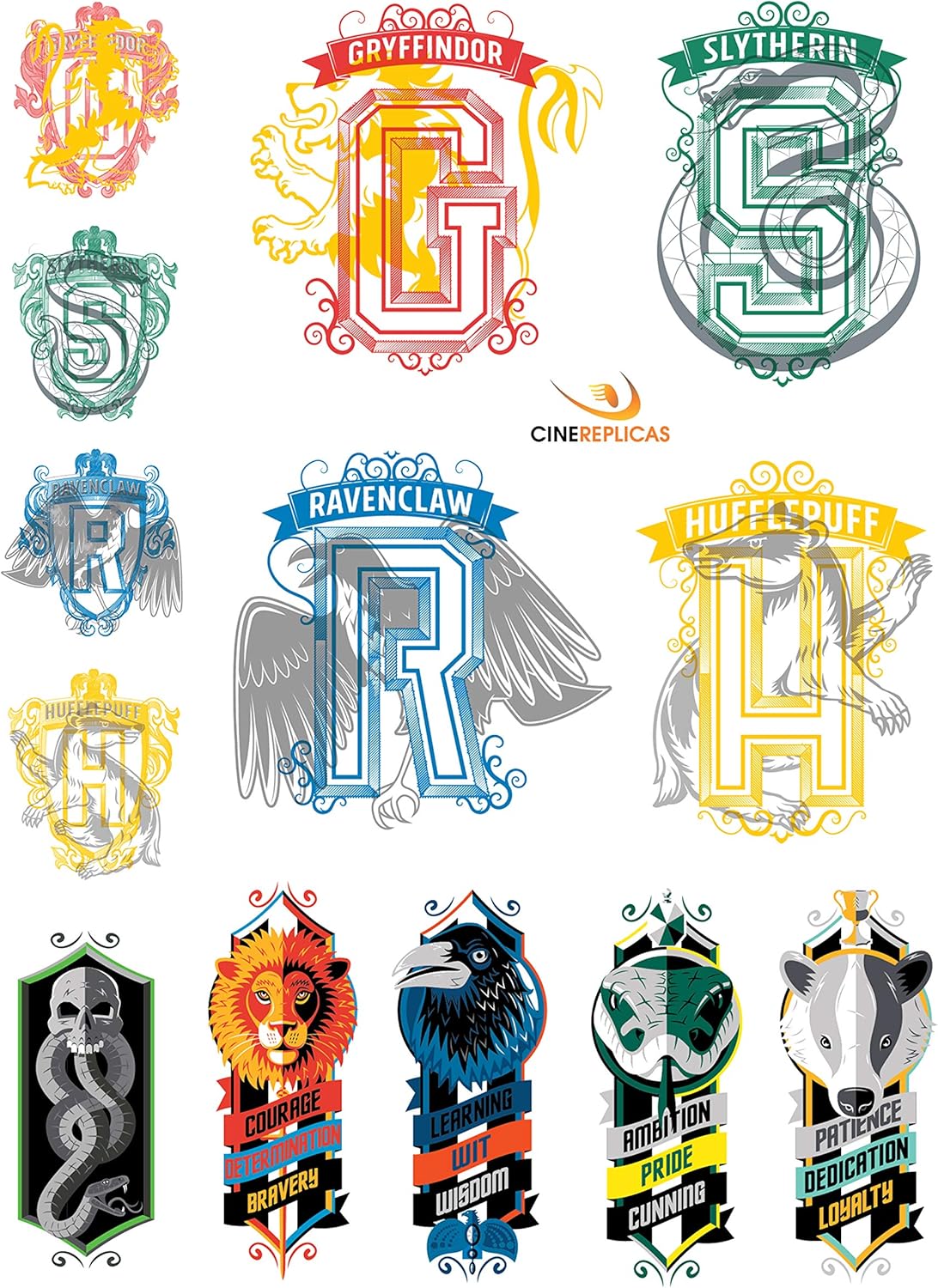 Cinereplicas Harry Potter - Stickers Logos (Set de 55) - Licencia Oficial