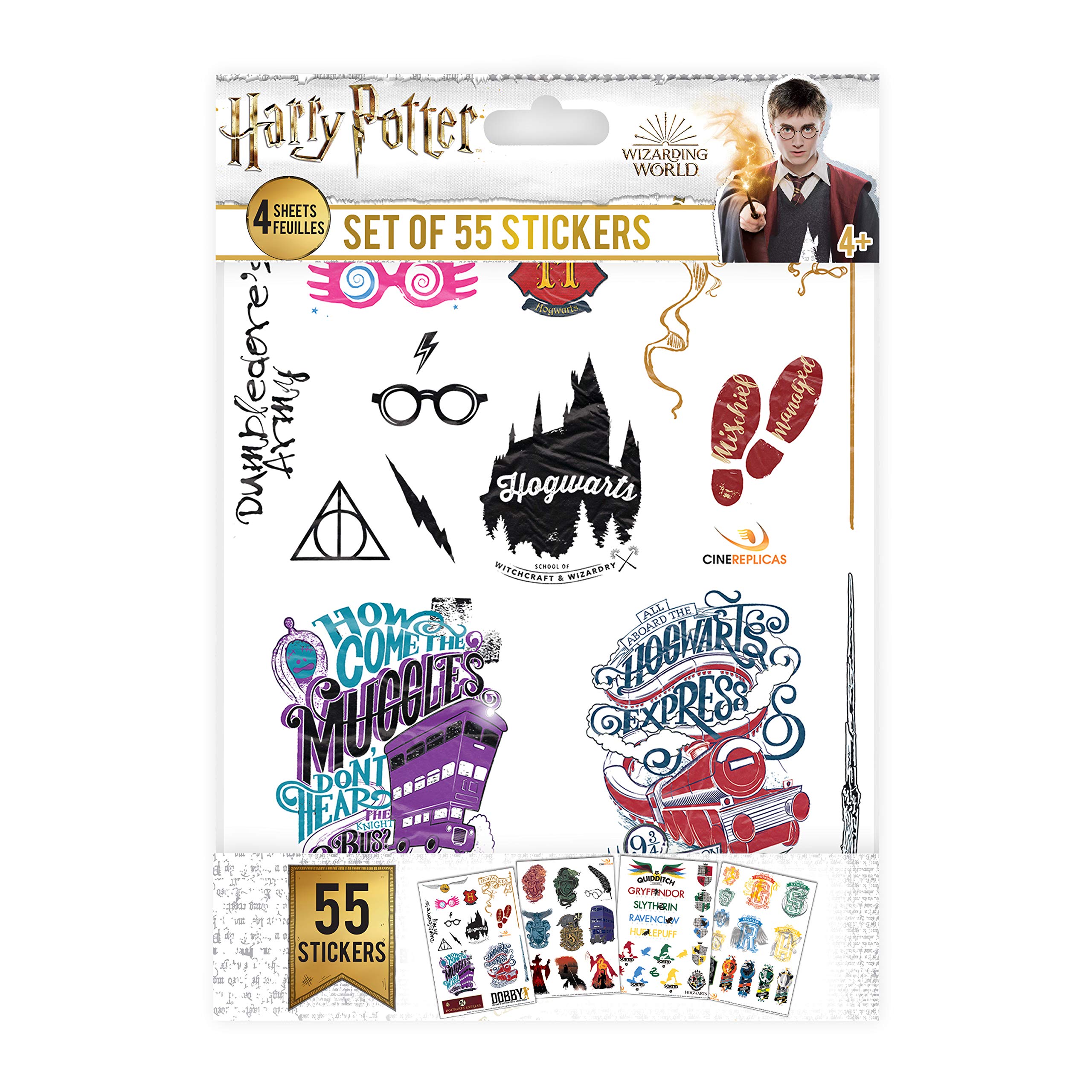 Cinereplicas Harry Potter - Stickers Logos (Set de 55) - Licencia Oficial