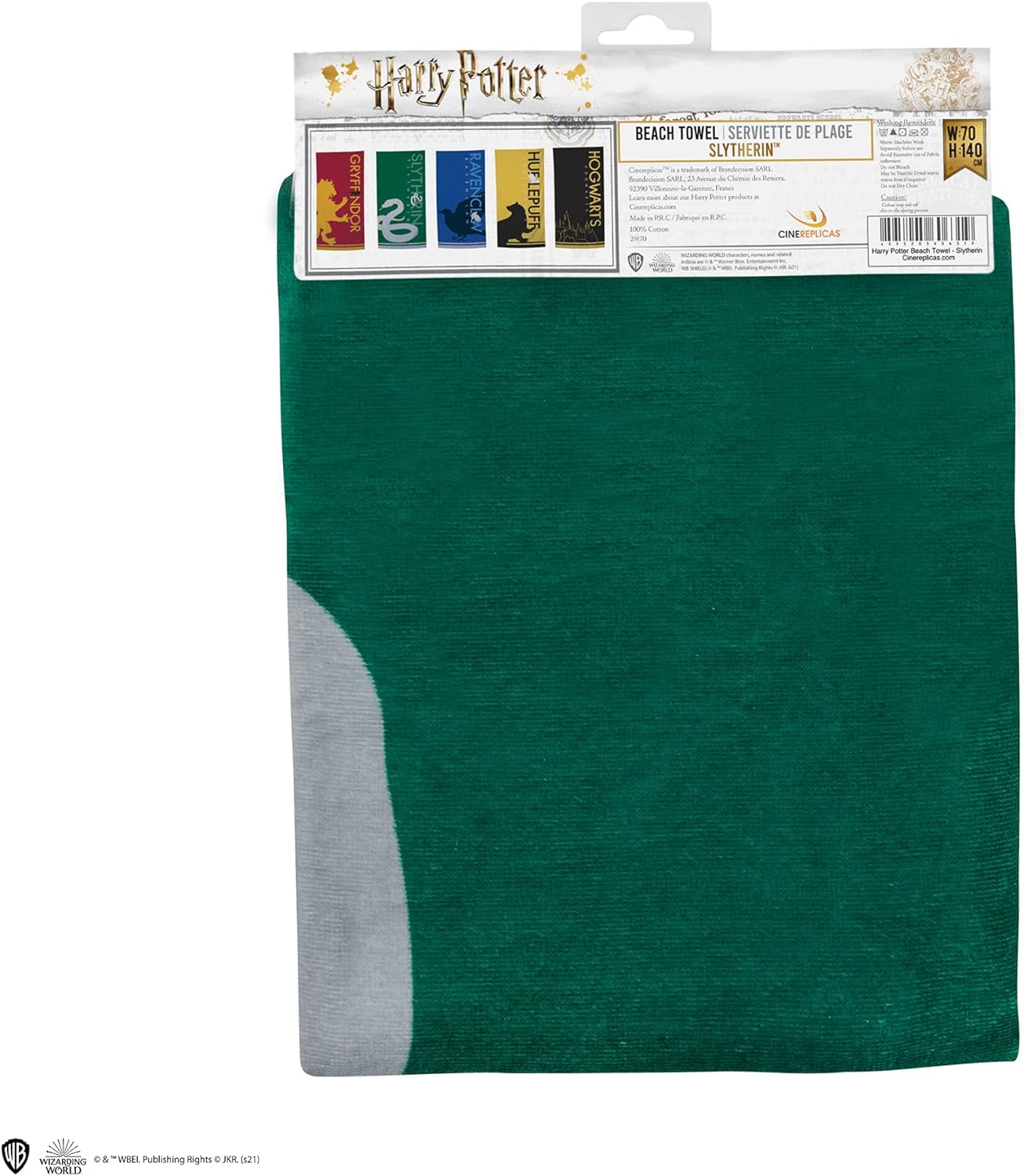 Cinereplicas Harry Potter - Telo da spiaggia di Serpeverde - Licenza ufficiale