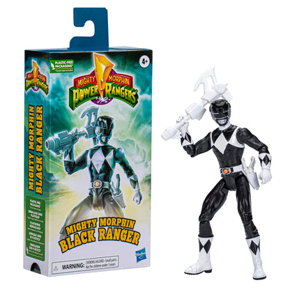 Power Rangers Mighty Morphin Black Ranger 6-Inch Action Figure Toy, Hasbro Superhero Action Figures and Toys for Boys and Girls Over 4, Includes Accessories