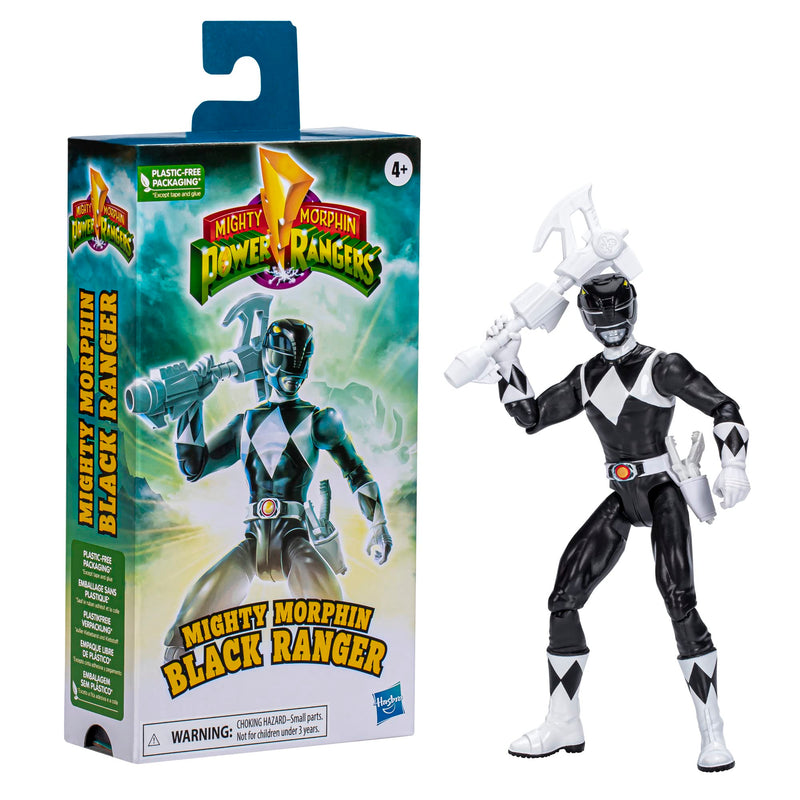 Power Rangers Mighty Morphin Black Ranger 6-Inch Action Figure Toy, Hasbro Superhero Action Figures and Toys for Boys and Girls Over 4, Includes Accessories