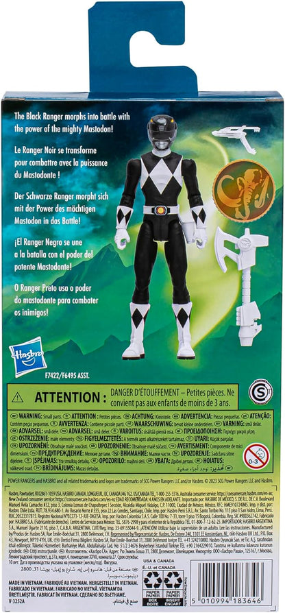 Power Rangers Mighty Morphin Black Ranger 6-Inch Action Figure Toy, Hasbro Superhero Action Figures and Toys for Boys and Girls Over 4, Includes Accessories