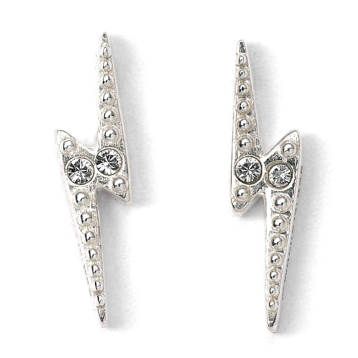 Harry Potter Sterling Silver Lightning Bolt Stud Earrings Embellished with Crystal Elements