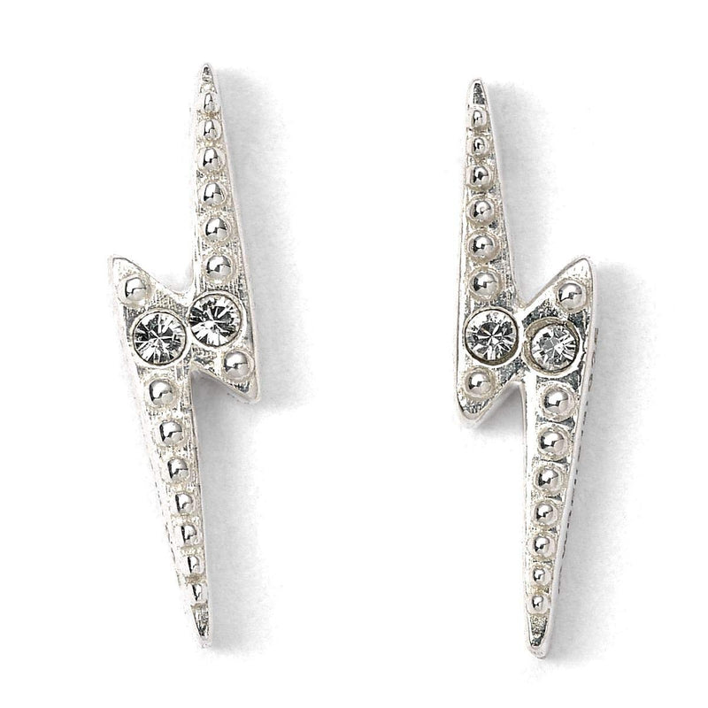 Harry Potter Sterling Silver Lightning Bolt Stud Earrings Embellished with Crystal Elements