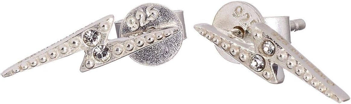 Harry Potter Sterling Silver Lightning Bolt Stud Earrings Embellished with Crystal Elements