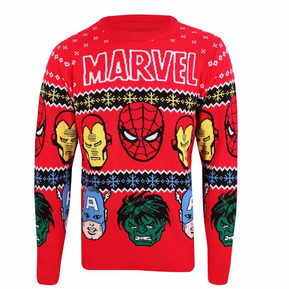 Heroes Inc Marvel Comics Felpa Christmas Jumper Face´s (S