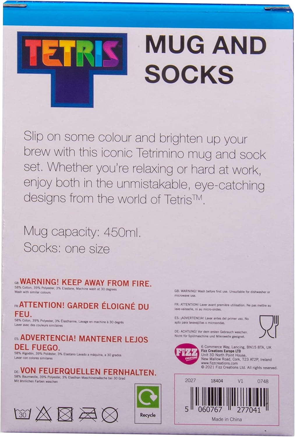 Fizz Creations TETRIS - Pack Cadeau - Mug 450 ml + Paire de Chaussettes