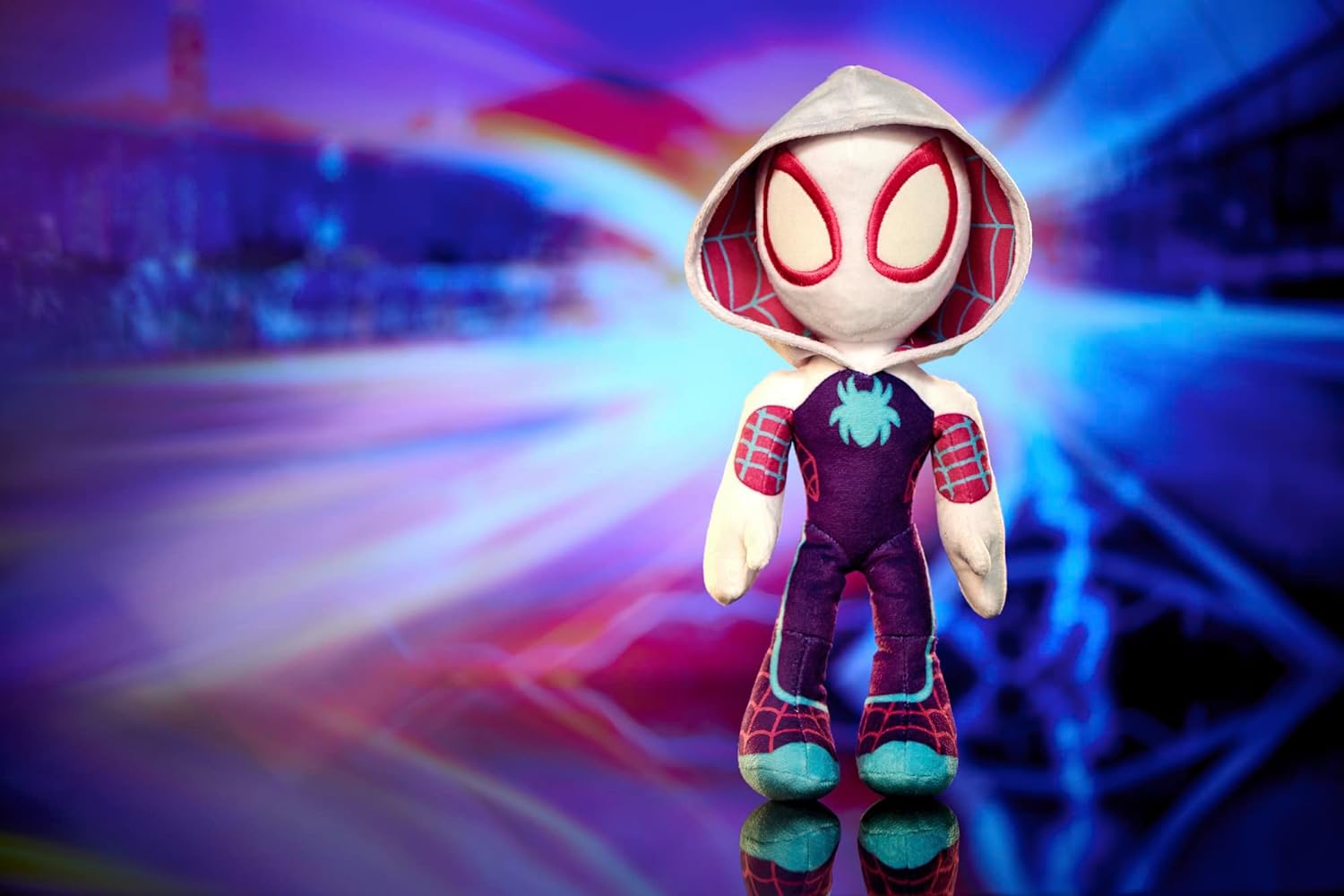Spiderverse Ghost Spider Action Figure 25 cm Soft Toy with Glow in the Dark eyes