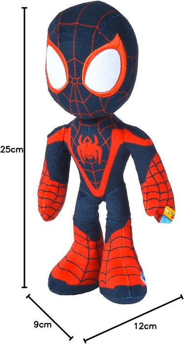 Simba- Disney Marvel Peluche Miles Morales 25 cm, Personaje de la Serie de Marvel Spidey y Sus Sorprendentes Amigos, con Ojos Que Brillan en la Oscuridad