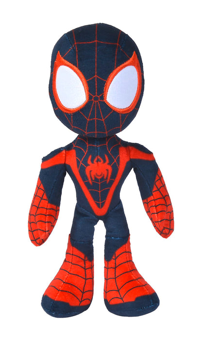 Simba- Disney Marvel Peluche Miles Morales 25 cm, Personaje de la Serie de Marvel Spidey y Sus Sorprendentes Amigos, con Ojos Que Brillan en la Oscuridad