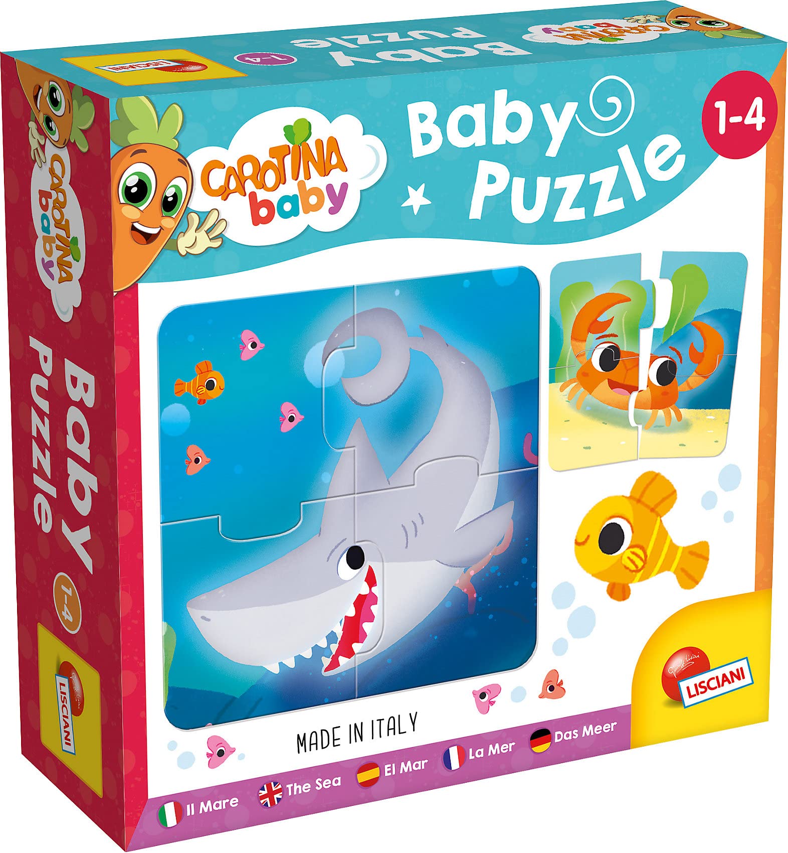 Lisciani Carotina Baby Puzzle For Kids, Sea Animals- 80069