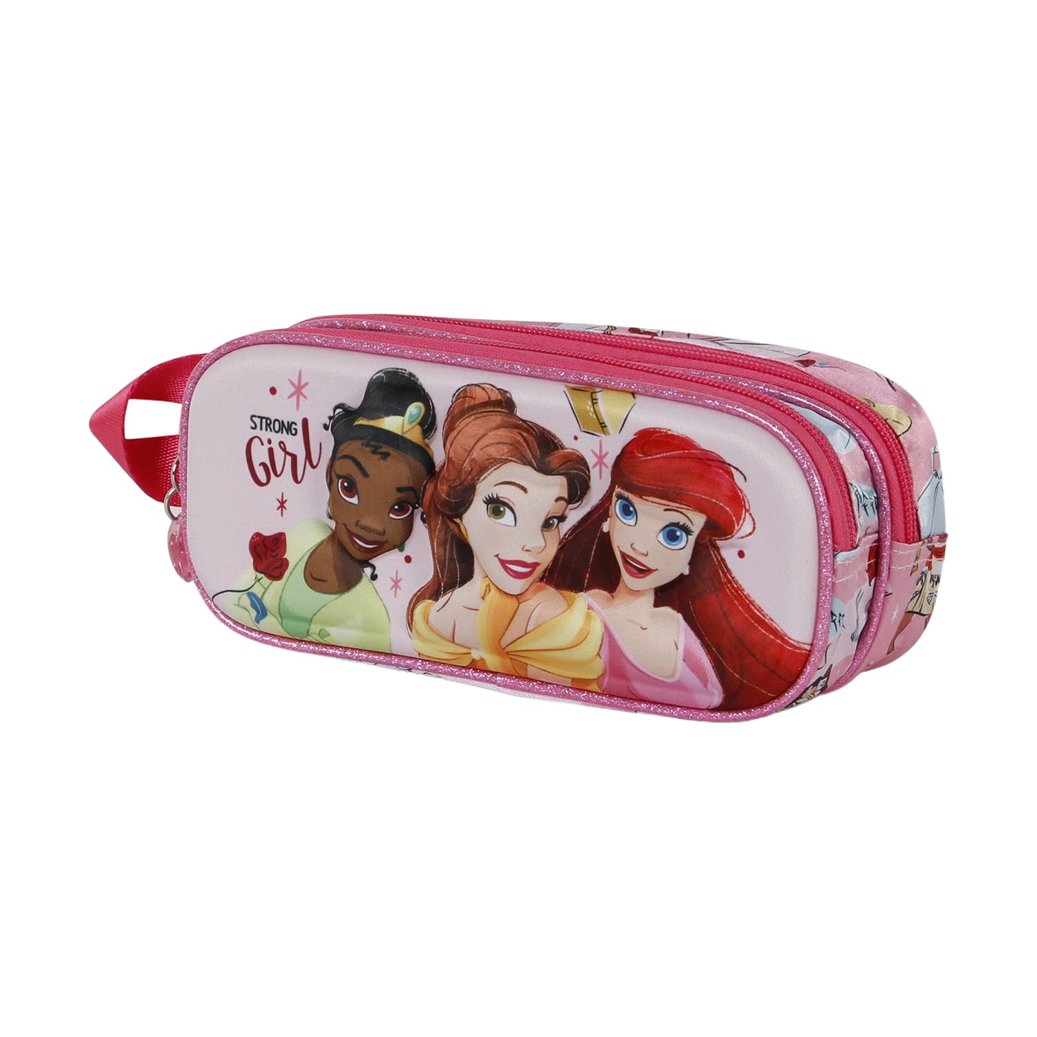 Disney Princess Strong-3D Double Pencil Case, Pink, 22 x 9.5 cm