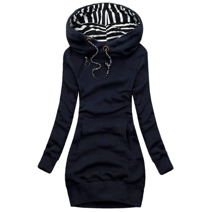 Berrykey Hoodies for Women, Funnel Neck Color Block Zip Up Tunic Sweatshirts Jackets Plus Size Long Hoodie Coat Dress
