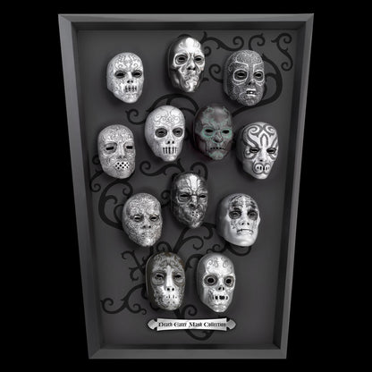 The Noble Collection Harry Potter Death Eater Mini Mask Collection - 16.5in (42cm) Wood Display and Miniature Replicas - Officially Licensed Film Set Movie Props Gifts