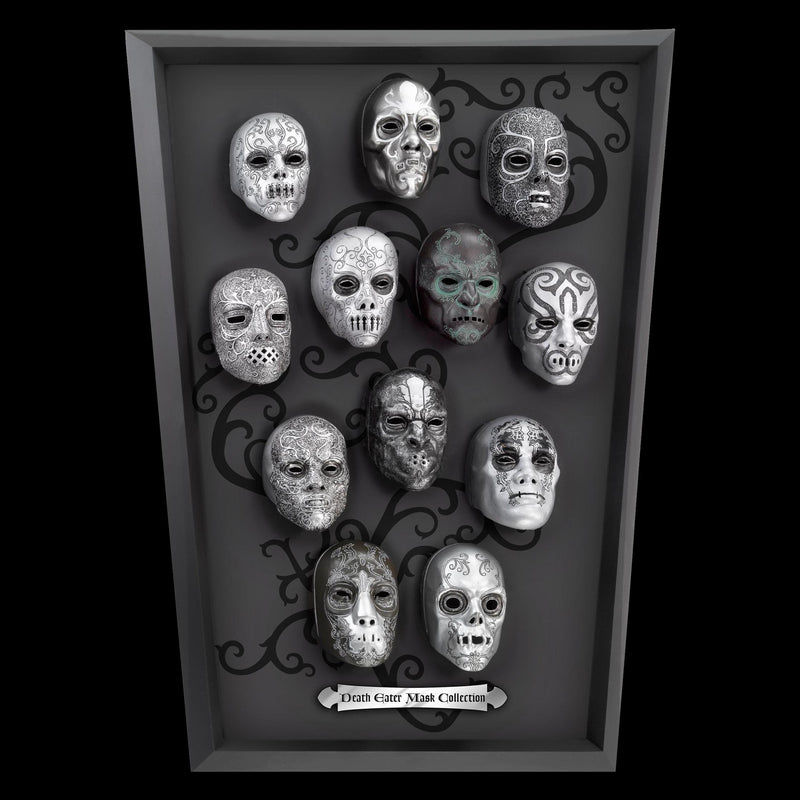 The Noble Collection Harry Potter Death Eater Mini Mask Collection - 16.5in (42cm) Wood Display and Miniature Replicas - Officially Licensed Film Set Movie Props Gifts