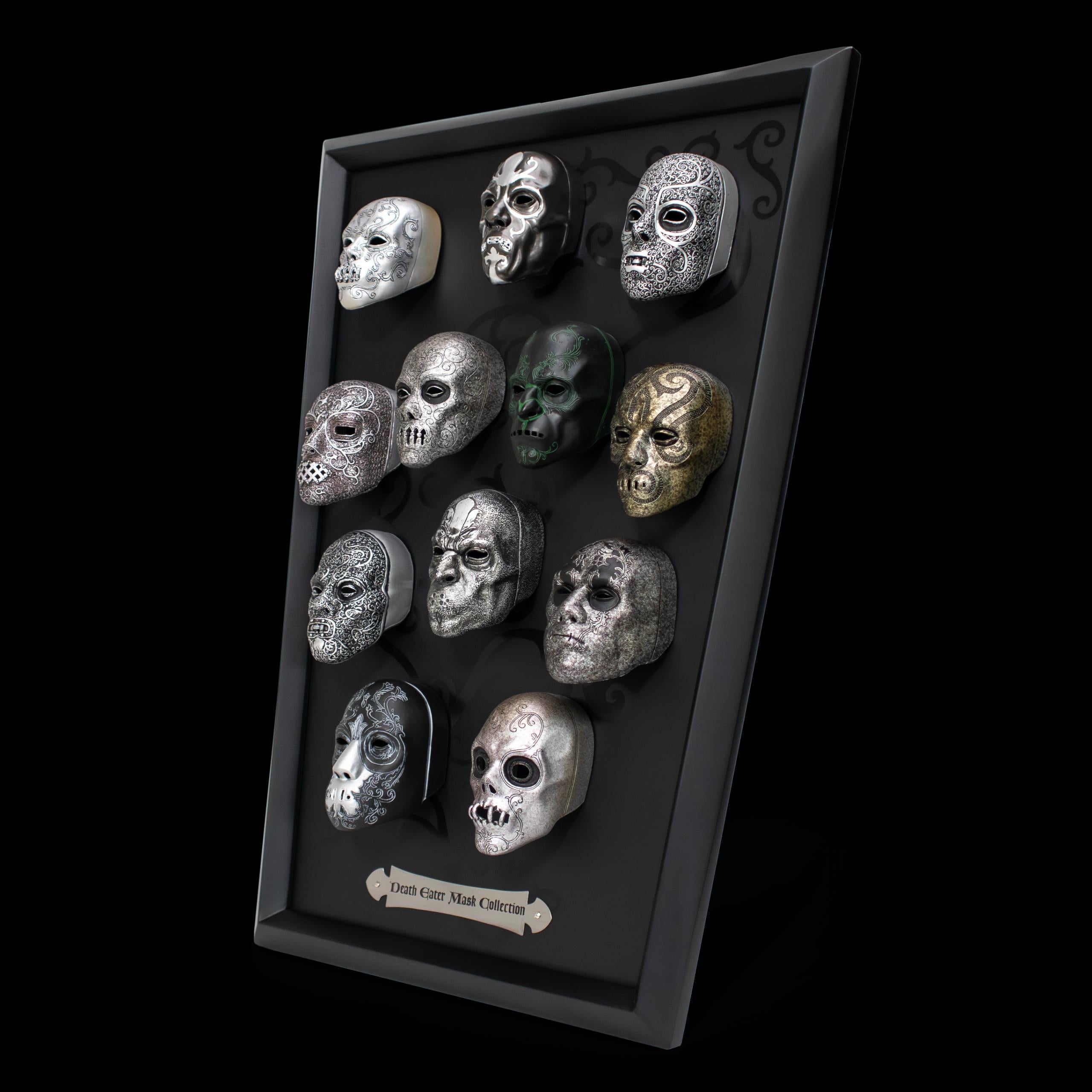 The Noble Collection Harry Potter Death Eater Mini Mask Collection - 16.5in (42cm) Wood Display and Miniature Replicas - Officially Licensed Film Set Movie Props Gifts