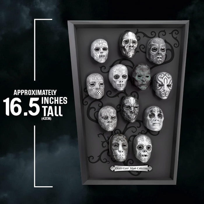 The Noble Collection Harry Potter Death Eater Mini Mask Collection - 16.5in (42cm) Wood Display and Miniature Replicas - Officially Licensed Film Set Movie Props Gifts