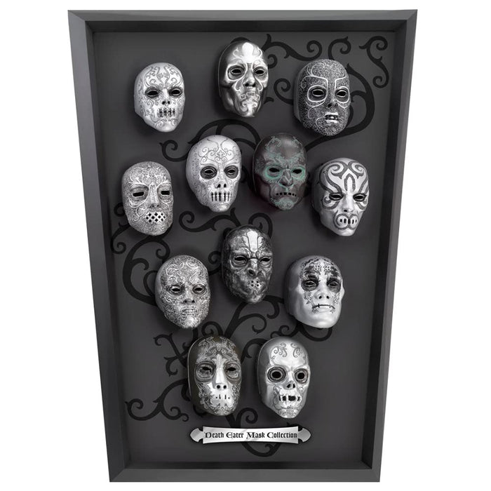 The Noble Collection Harry Potter Death Eater Mini Mask Collection - 16.5in (42cm) Wood Display and Miniature Replicas - Officially Licensed Film Set Movie Props Gifts