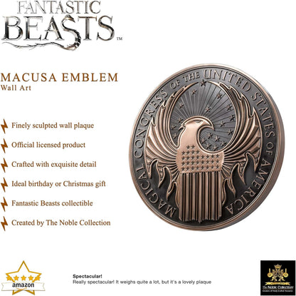 The Noble Collection Fantastic Beasts MACUSA Emblem Wall Art - 9.5in (24cm) Round Crest Wall Plaque - Officially Licensed Film Set Movie Props Gifts