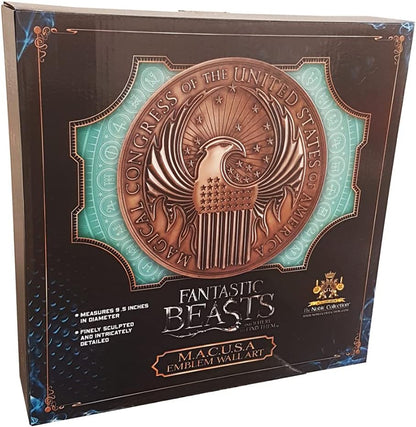 The Noble Collection Fantastic Beasts MACUSA Emblem Wall Art - 9.5in (24cm) Round Crest Wall Plaque - Officially Licensed Film Set Movie Props Gifts