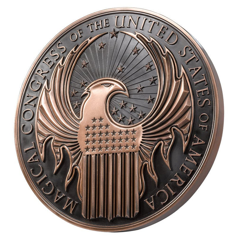 The Noble Collection Fantastic Beasts MACUSA Emblem Wall Art - 9.5in (24cm) Round Crest Wall Plaque - Officially Licensed Film Set Movie Props Gifts
