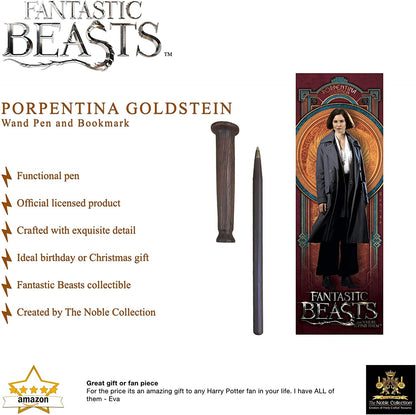 The Noble Collection Fantastic Beasts Porpentina Goldstein Wand Pen and Bookmark - 9in (23cm) Officially Licensed Film Set Movie Props Wand Gifts Stationery