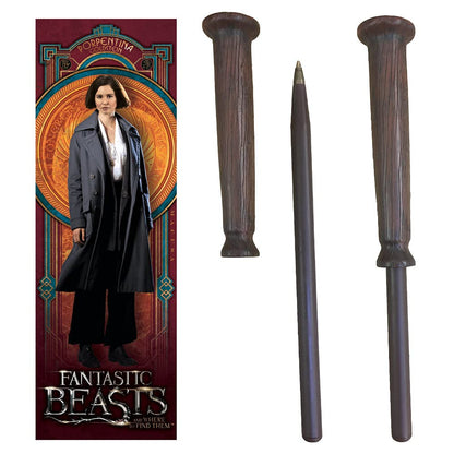 The Noble Collection Fantastic Beasts Porpentina Goldstein Wand Pen and Bookmark - 9in (23cm) Officially Licensed Film Set Movie Props Wand Gifts Stationery