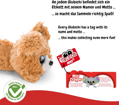 NICI 46923 Hund Original – Glubschis Dog Lollidog 15cm – Lying down stuffed animal with big, glittery Eyes – Fluffy soft cuddly toy lovers, 15 cm