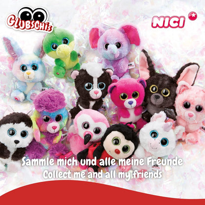NICI 46923 Hund Original – Glubschis Dog Lollidog 15cm – Lying down stuffed animal with big, glittery Eyes – Fluffy soft cuddly toy lovers, 15 cm