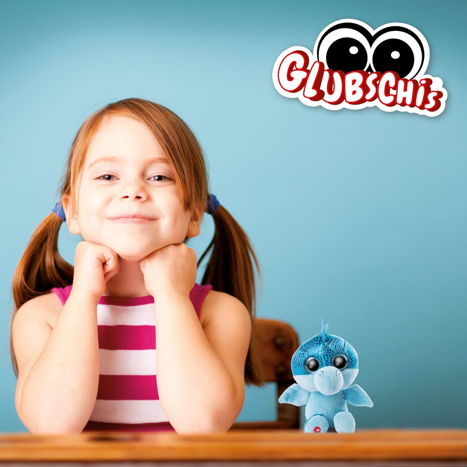 Nici 46932 Original-Glubschis Cuddly Dragon Jet 15 cm-Fluffy Soft Toys with Big Glittery Eyes-Plush Stuffed Animal for Cuddling & Playing, Blue, Bleu 15 cm Bleu