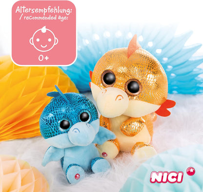 NICI 46933 Original-Glubschis Cuddly Dragon Yo 15 cm-Fluffy Soft Toys with Big Glittery Eyes-Plush Stuffed Animal for Cuddling & Playing, Orange 15 cm Orange