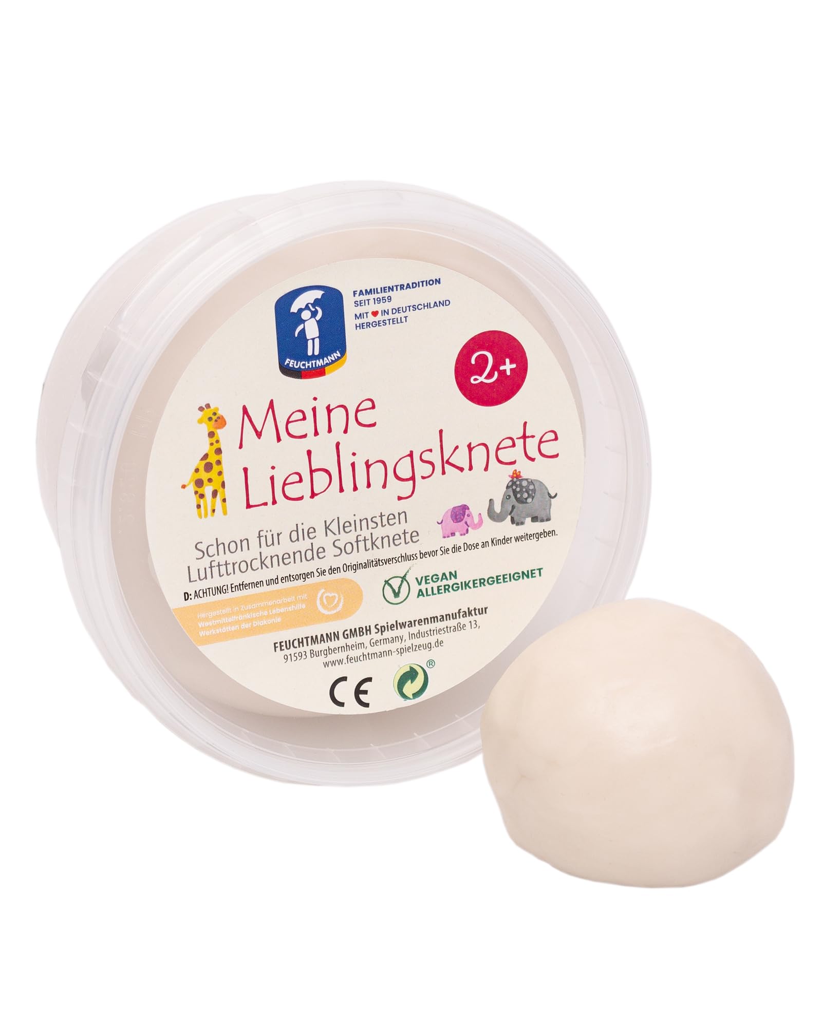 Feuchtmann 628 1518-1 1518-1-Meine Lieblings Putty EDU Edition, Children's Dough in White, 500 g Tub of Air-Drying Modelling Clay, from 2 Years