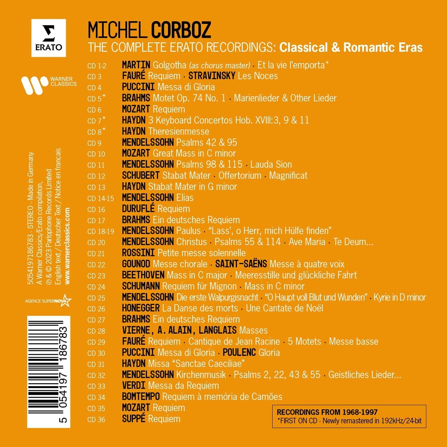 Michel Corboz: The Complete Erato Recordings: Classical & Romantic Eras
