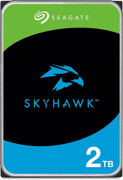 Seagate Skyhawk 2 TB, Video Internal Hard HDD – 3.5", SATA 6Gb/s, 256MB Cache, for DVR NVR Security Camera System, with in-house Rescue Services (ST2000VX017