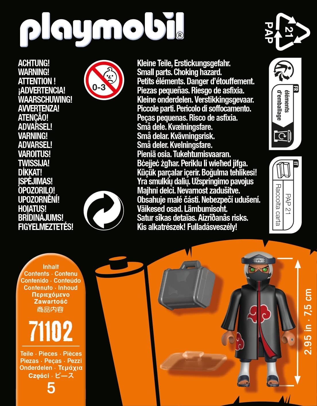 PLAYMOBIL Naruto Shippuden 71102 Kakuzu con Il Tipico Cappotto Nero con Nuvole Eosse e la Valigia, per Grandi e Piccoli Appassionati di Manga e Anime, 5 Pezzi, dai 5 Anni in su