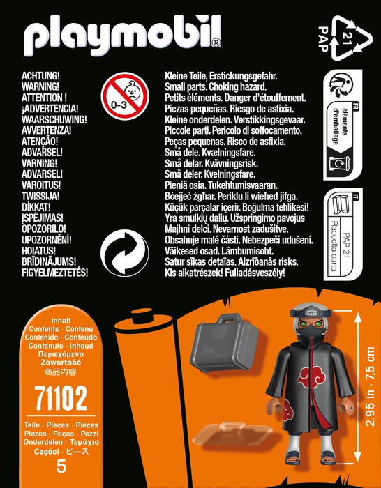 PLAYMOBIL Naruto Shippuden 71102 Kakuzu con Il Tipico Cappotto Nero con Nuvole Eosse e la Valigia, per Grandi e Piccoli Appassionati di Manga e Anime, 5 Pezzi, dai 5 Anni in su