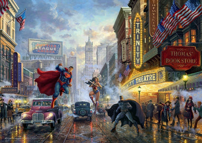 Schmidt Spiele 57589 Thomas Kinkade, Batman, Superman and Wonder Woman-Puzzle de 1000 Piezas, Floral, Multicolor, Normal (CSG57589