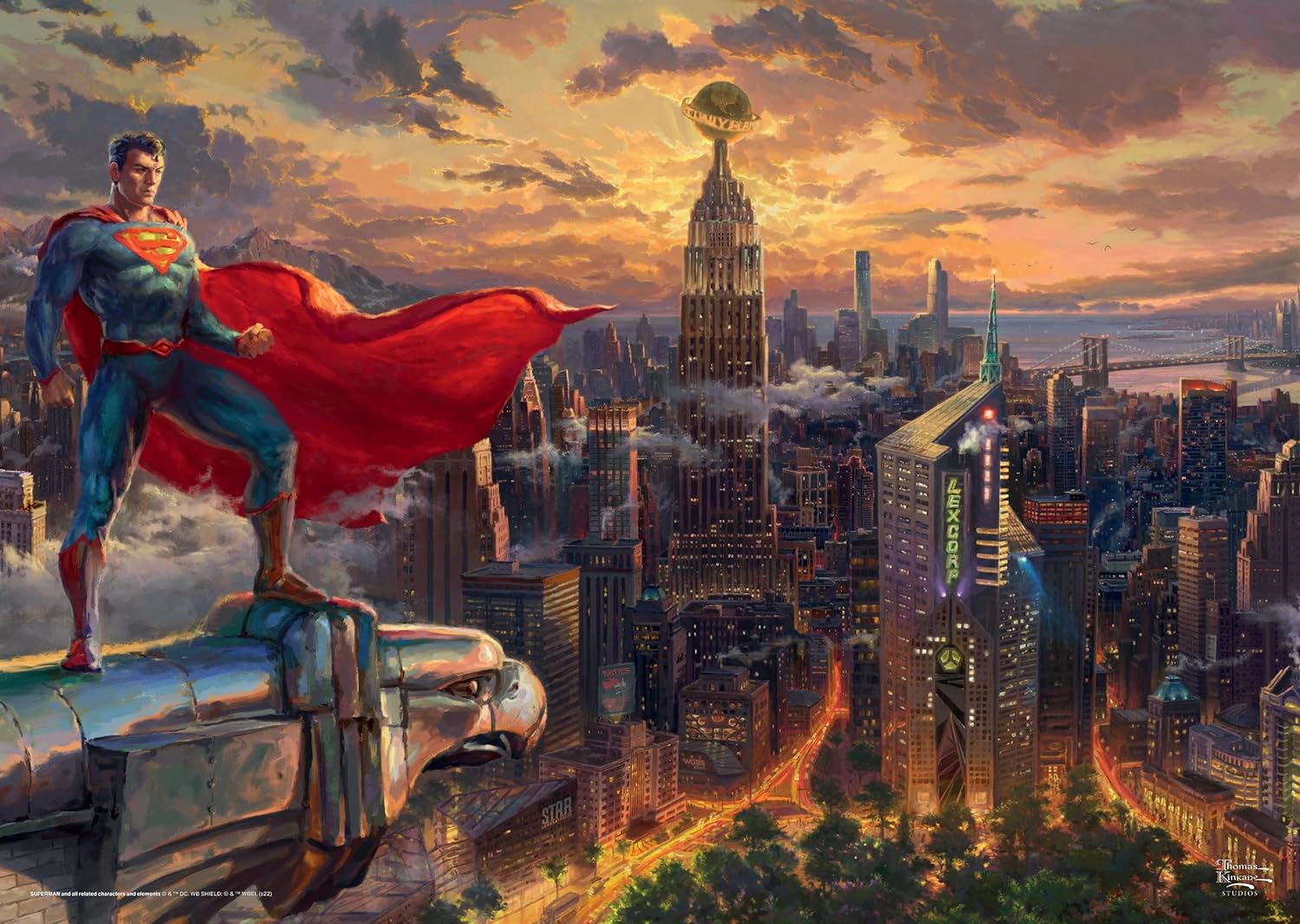 Schmidt Spiele Thomas Kinkade, Superman, Protector de Metrópolis, 57590, puzle de 1000 Piezas, superhéroe, Multicolor, Normal (CSG57590