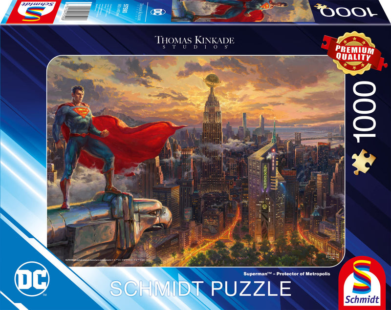 Schmidt Spiele Thomas Kinkade, Superman, Protector de Metrópolis, 57590, puzle de 1000 Piezas, superhéroe, Multicolor, Normal (CSG57590