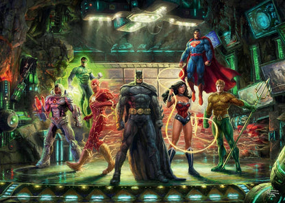 Schmidt Spiele- Liga de la Justicia Thomas Kinkade 57591 The Justice League-Puzzle de 1000 Piezas, Color Coral 1770, Normal (CSG57591