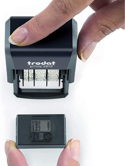 Trodat Printy 4810 Timbro Datario Autoinchiostrante Italiano, Mese in Lettere, Altezza Data 3.8 mm, Nero (Confezione da 2