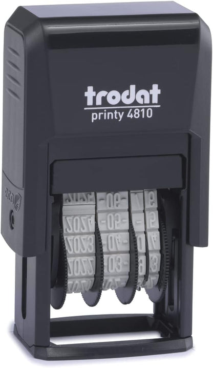 Trodat Printy 4810 Timbro Datario Autoinchiostrante Italiano, Mese in Lettere, Altezza Data 3.8 mm, Nero (Confezione da 2