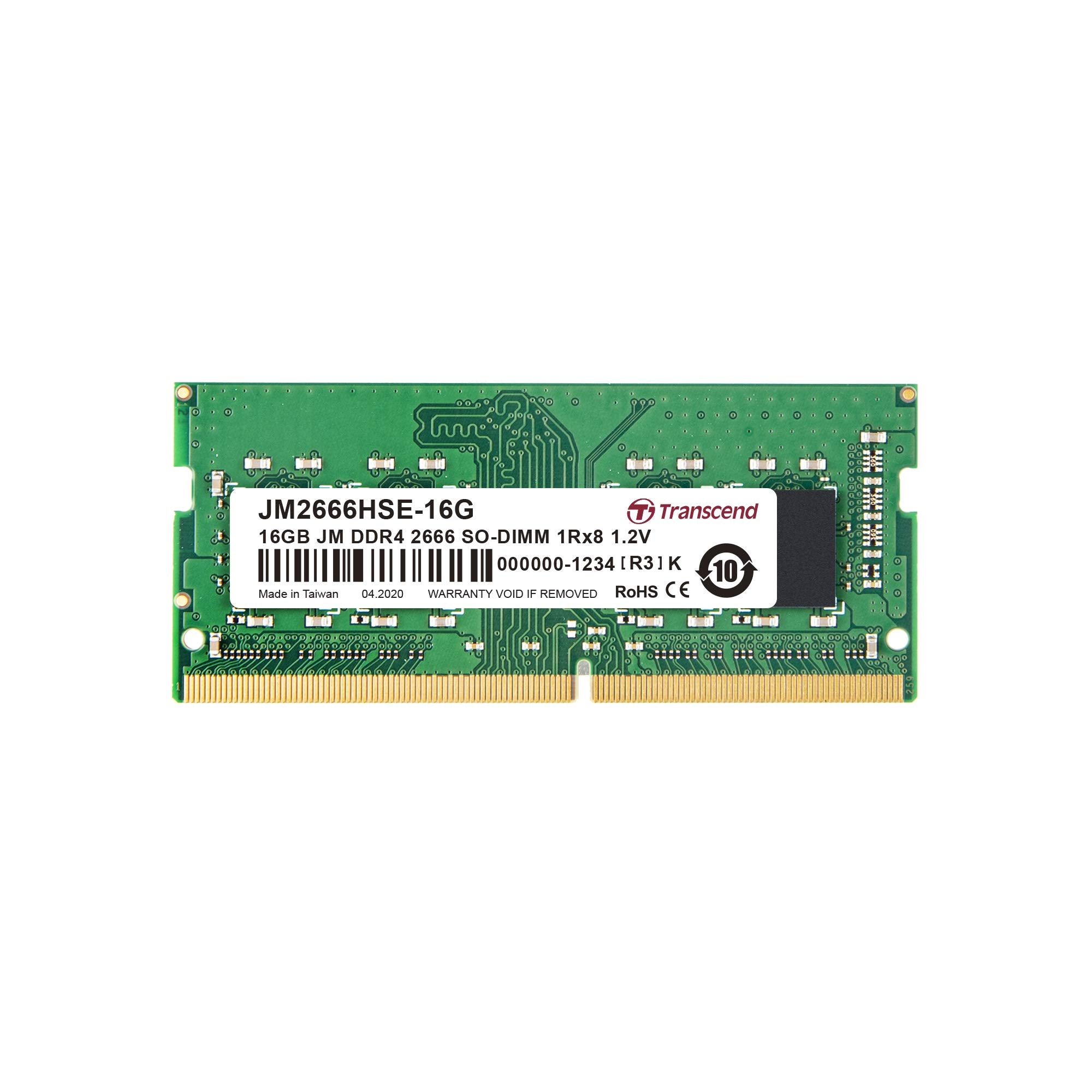 Transcend JM2666HSE-16G | DDR4-2666 Unbuffered SO-DIMM 16GB