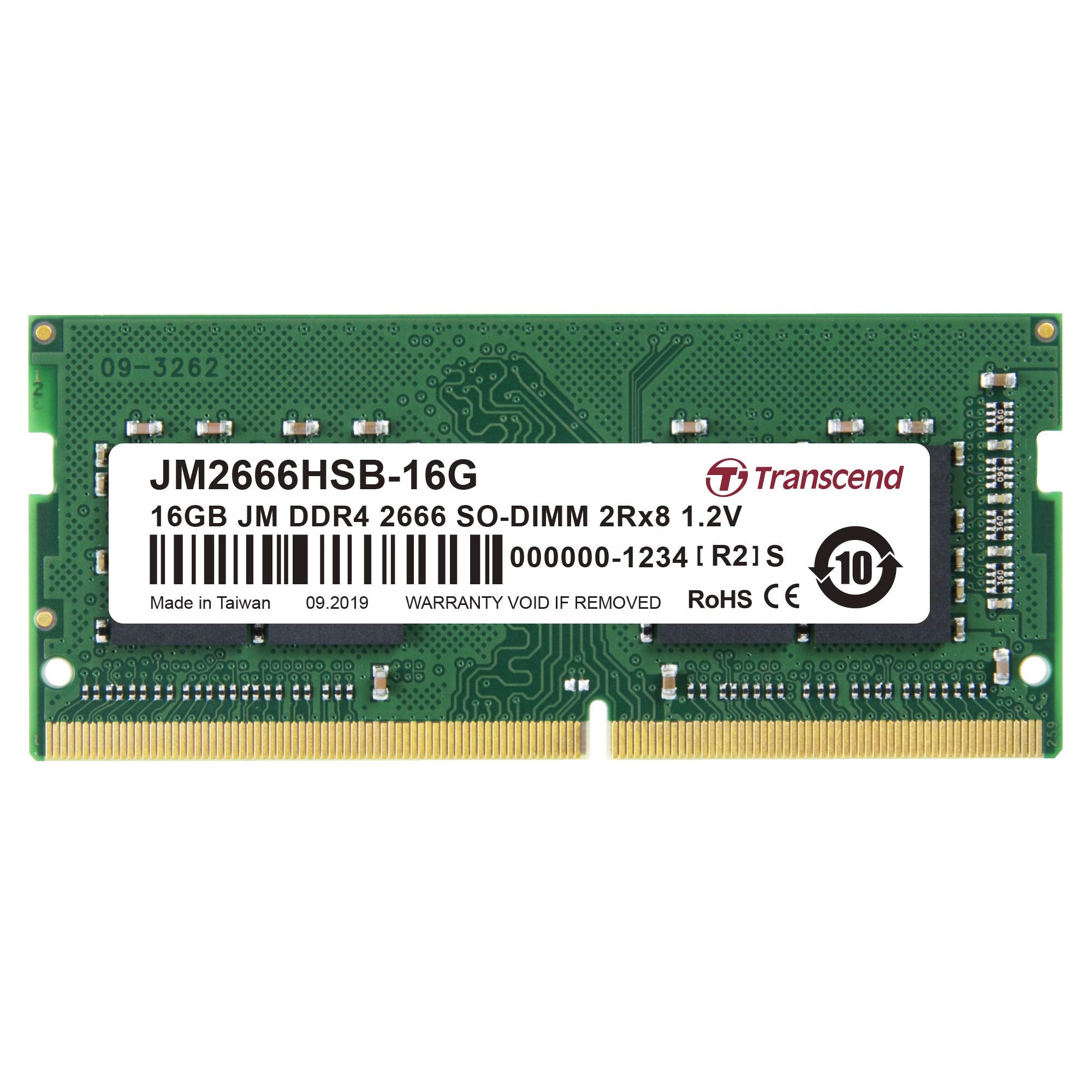 Transcend JM2666HSE-16G | DDR4-2666 Unbuffered SO-DIMM 16GB
