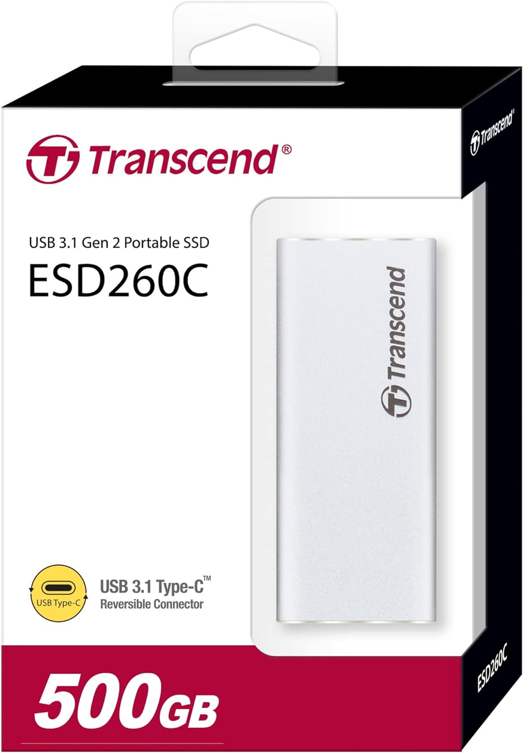 Transcend 500GB ESD260C USB 3.1 2 Type-C Portable SSD - TS500GESD260C