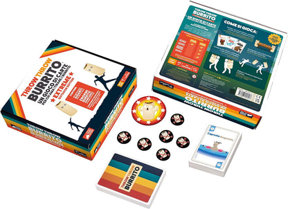Asmodee - Throw Throw Burrito: Extreme Outdoor Edition, Board Game with Giant Burrito, 2-6 Players, Italian Edition