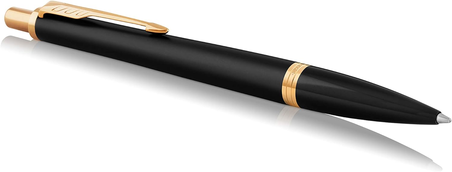 Parker Urban Duo Gift Set with Ballpoint Pen & Fountain Pen| Muted Black with Gold Trim | Blue Ink Refill & Cartridge