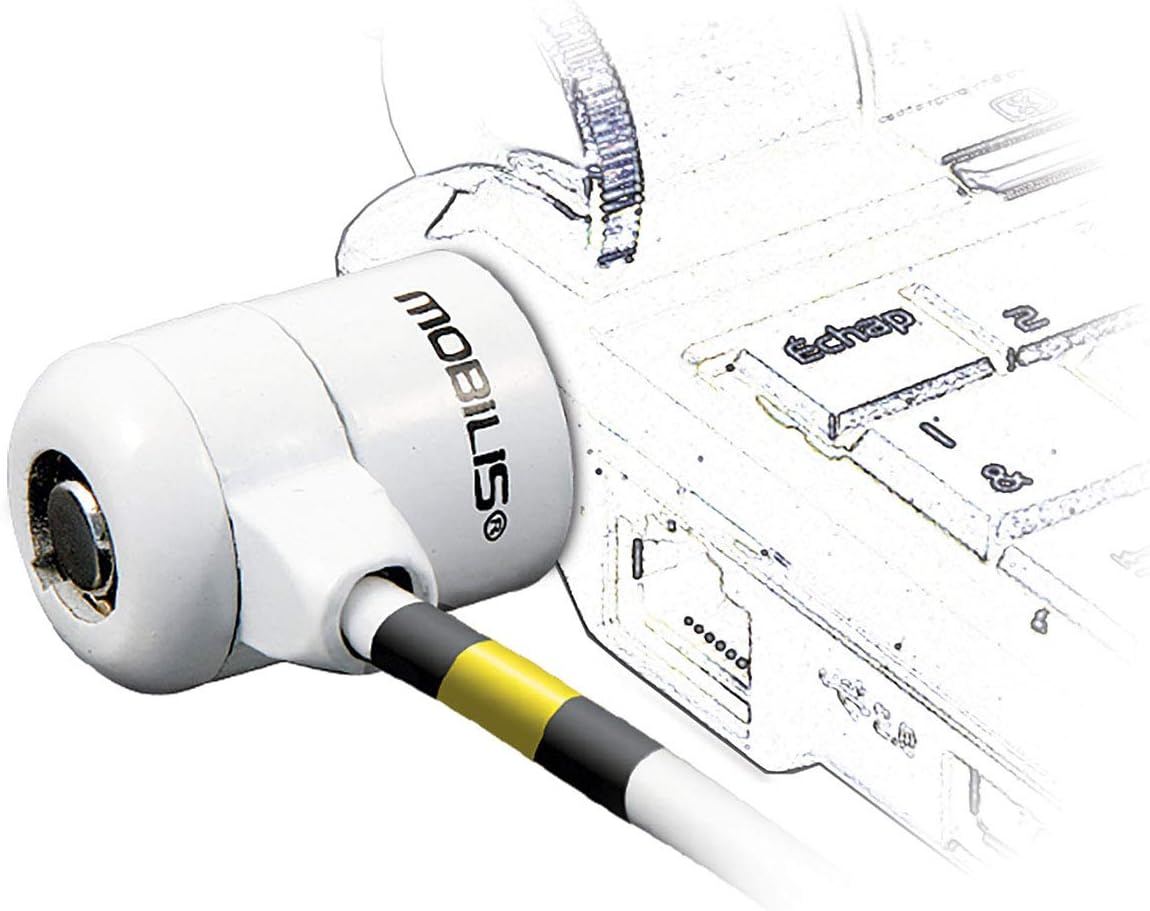 Mobilis Security Cable Keyed - Compatible with Pass Key - Steel - Length: 1.8 m - Diameter 4 mm - White/Silver