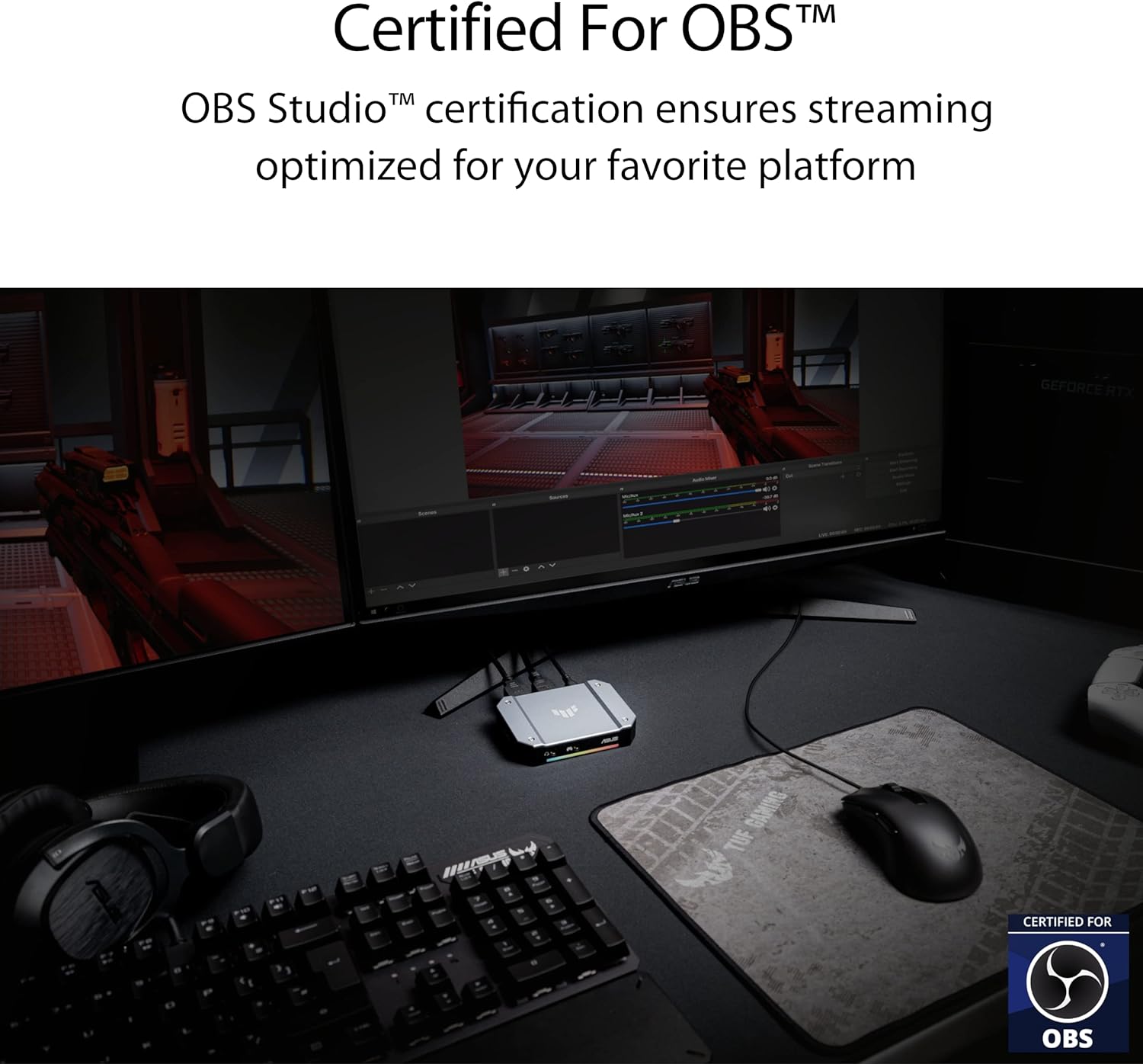 ASUS TUF Gaming Capture Card CU4K30 (4K60 HDR Passthrough, 4K30 Capture, USB C 3.2, Audio / Controller Inputs, Certified for OBS™, Ultra Low Latency, PS4 / PS4 Pro / PS5, Xbox One / Series X / S