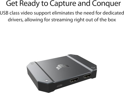 ASUS TUF Gaming Capture Card CU4K30 (4K60 HDR Passthrough, 4K30 Capture, USB C 3.2, Audio / Controller Inputs, Certified for OBS™, Ultra Low Latency, PS4 / PS4 Pro / PS5, Xbox One / Series X / S